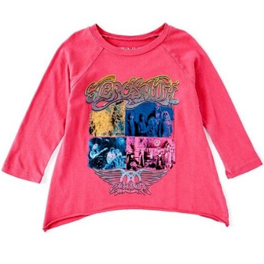 The Vinyl Icons Kids Girls  Aerosmith Shark Bite  Band Tee Large